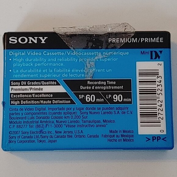 Sony DVC Digital Video Cassette Premium 60 min - DVM60PRR 1 Cassette Tape - Picture 2 of 2